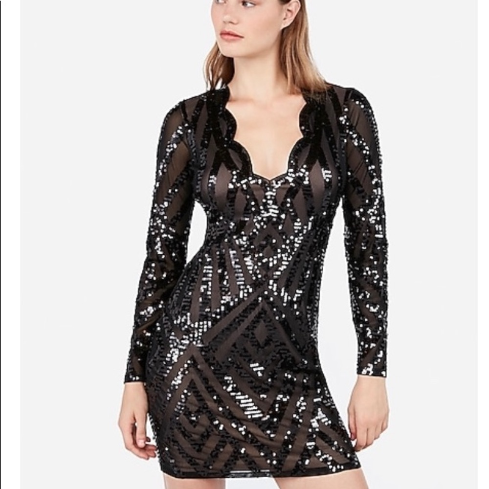 Express long sleeve sequin dress